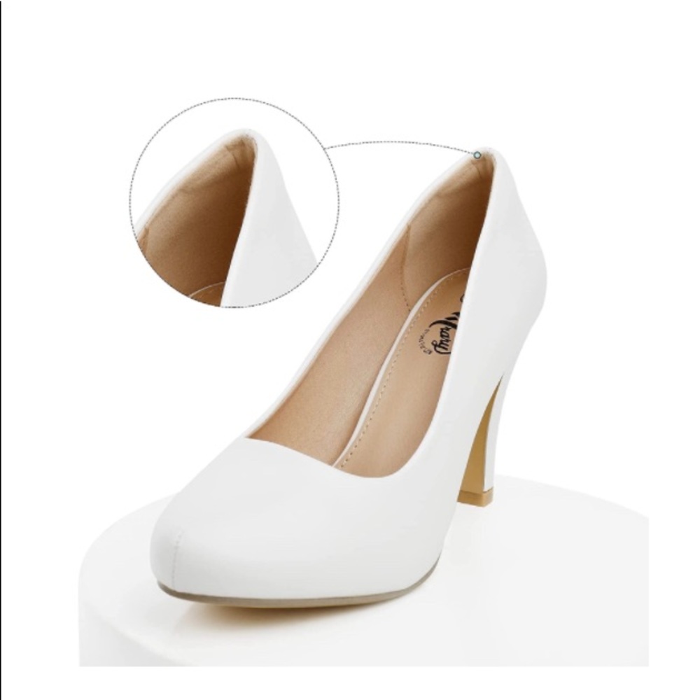 Trary White Round Toe High Heel Pumps - Picture 8 of 9